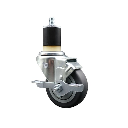 Service Caster 3.5'' Thermoplastic Rubber Swivel 1-7/8'' Expanding Stem Caster with Brake SCC-EX20S3514-TPRB-TLB-178